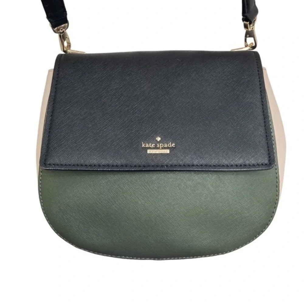 Kate spade rare colorblock crossbody messenger bag green black cream